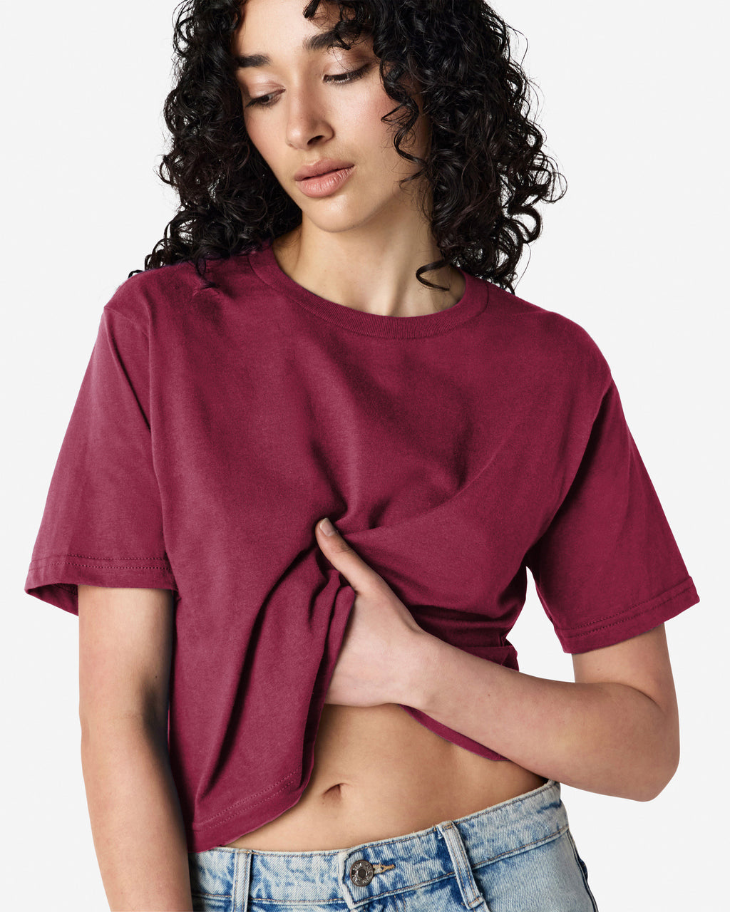 102 American Apparel Women's Fine Jersey Boxy T-Shirt