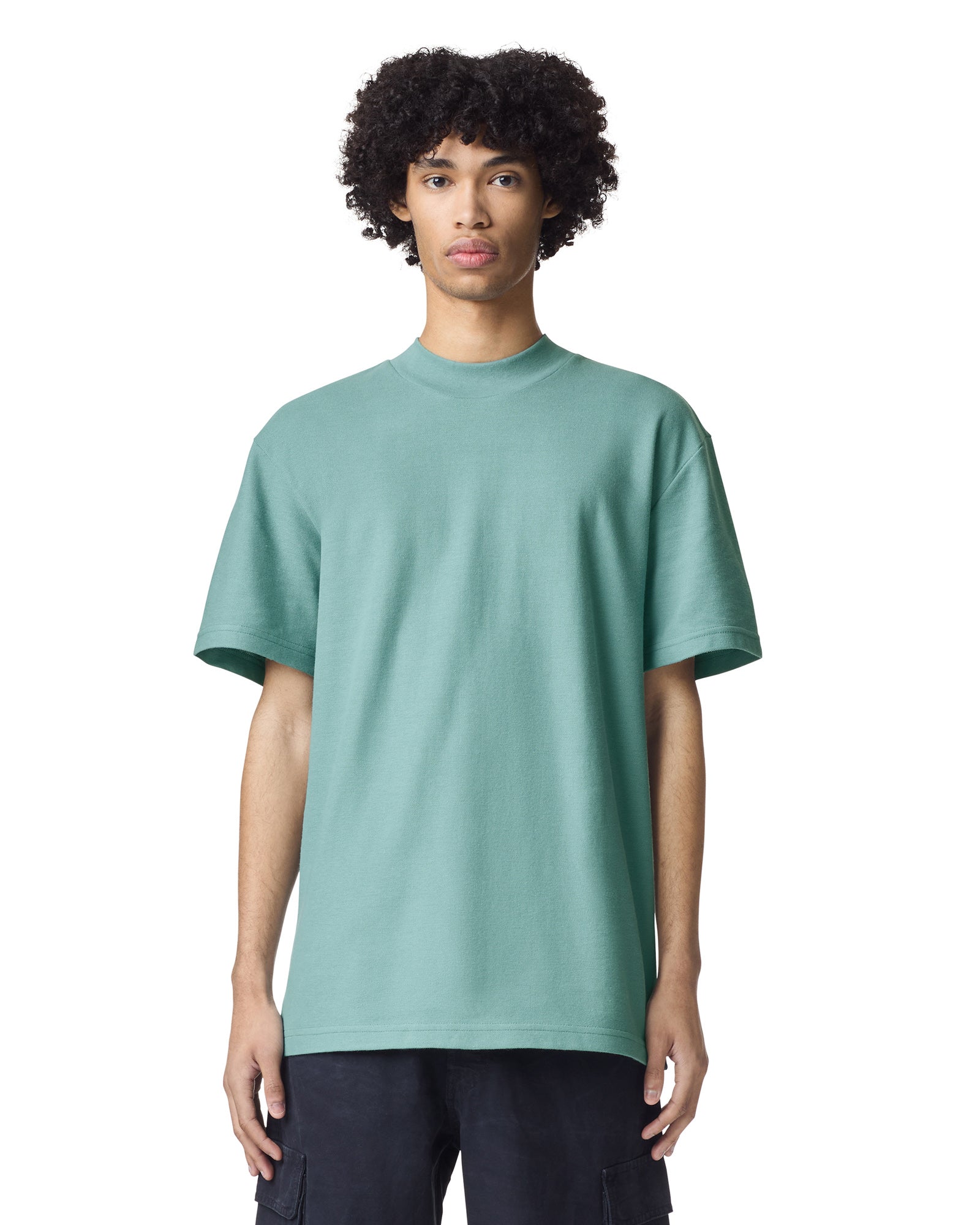 1PQ American Apparel Unisex Pique Mockneck T-shirt