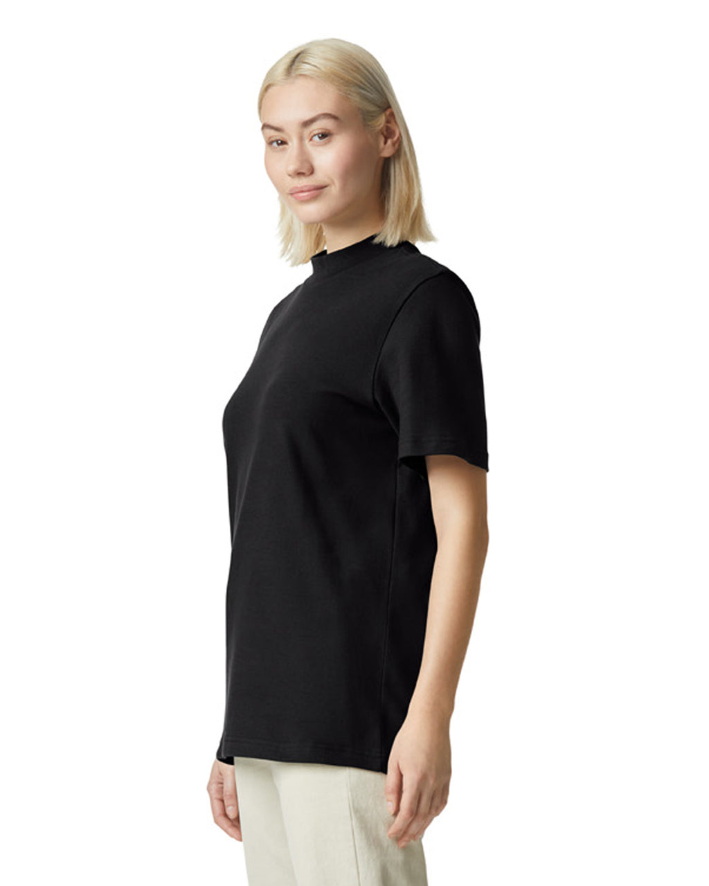 1PQ American Apparel Unisex Pique Mockneck T-shirt