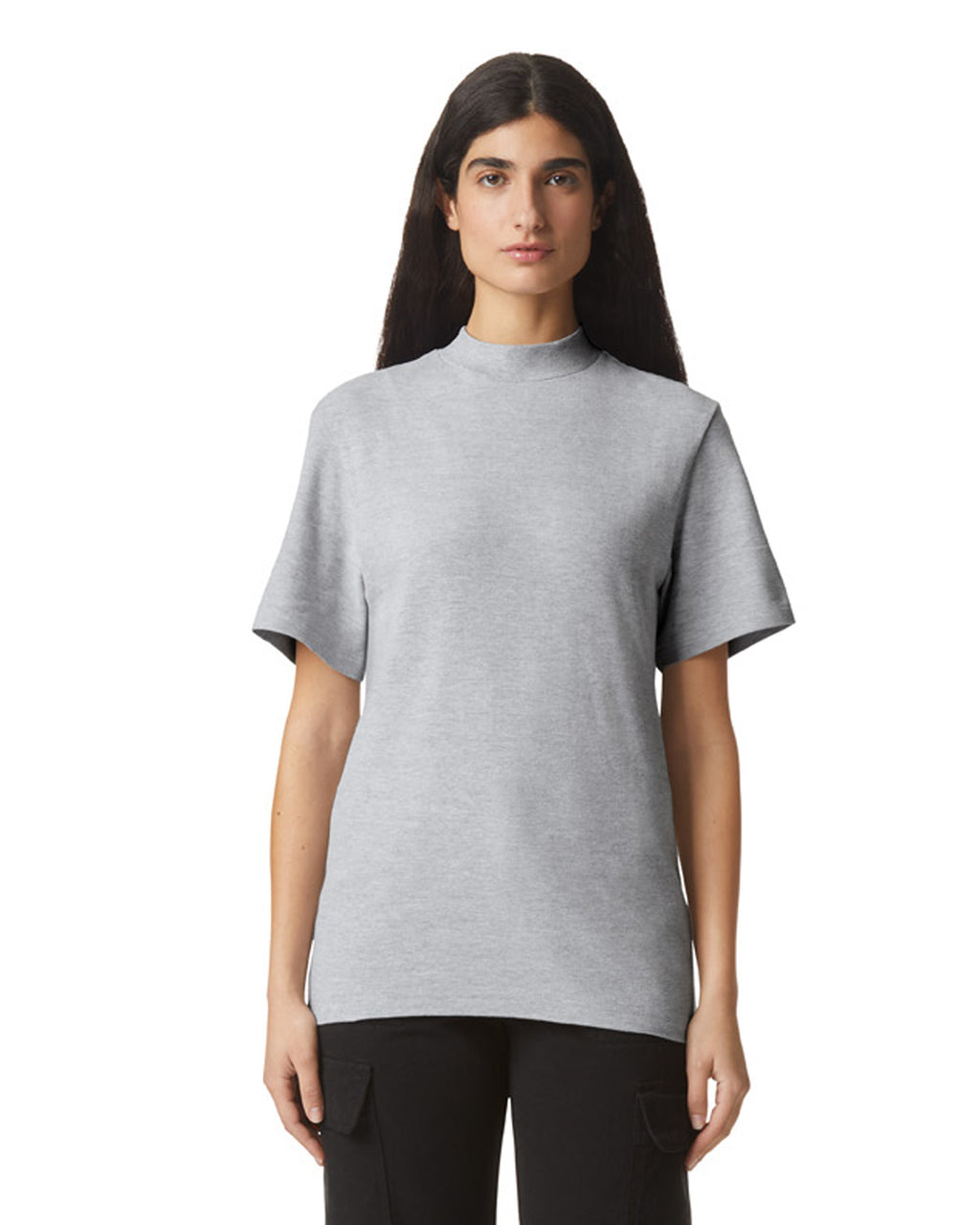 1PQ American Apparel Unisex Pique Mockneck T-shirt