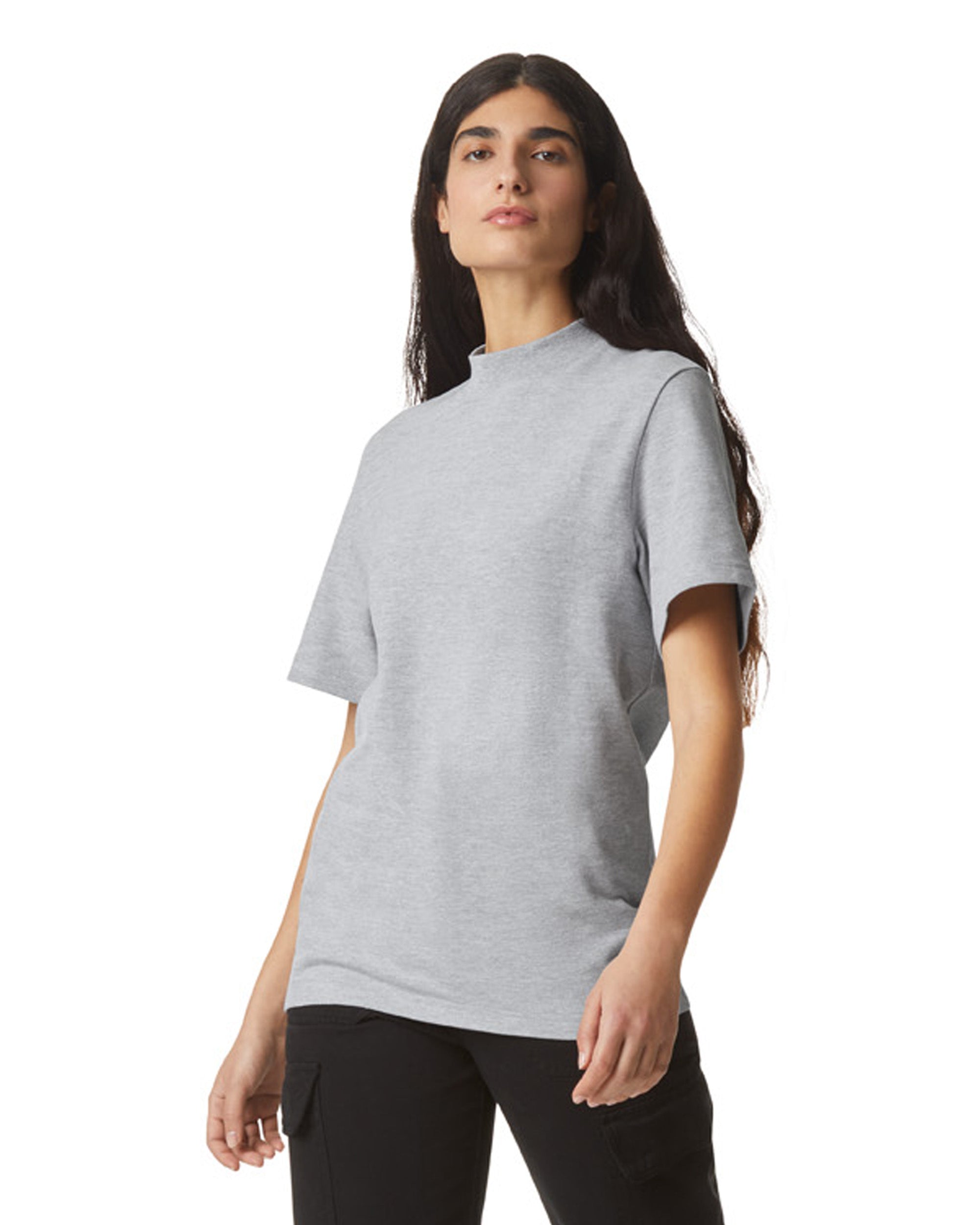 1PQ American Apparel Unisex Pique Mockneck T-shirt