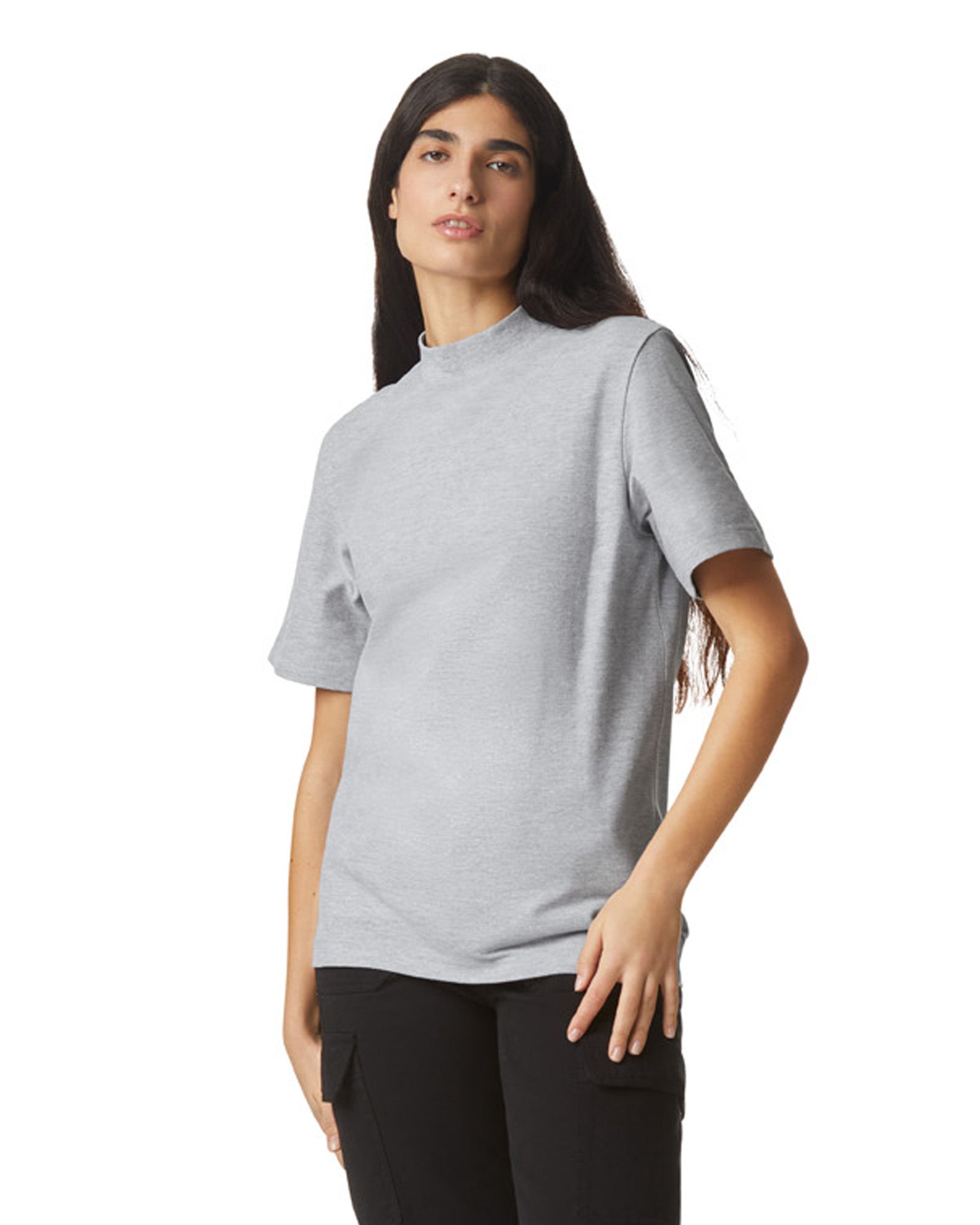 1PQ American Apparel Unisex Pique Mockneck T-shirt