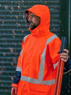 Bisley X Taped Hi Vis TTMC Stretch PU Rain Coat - BJ6955XT