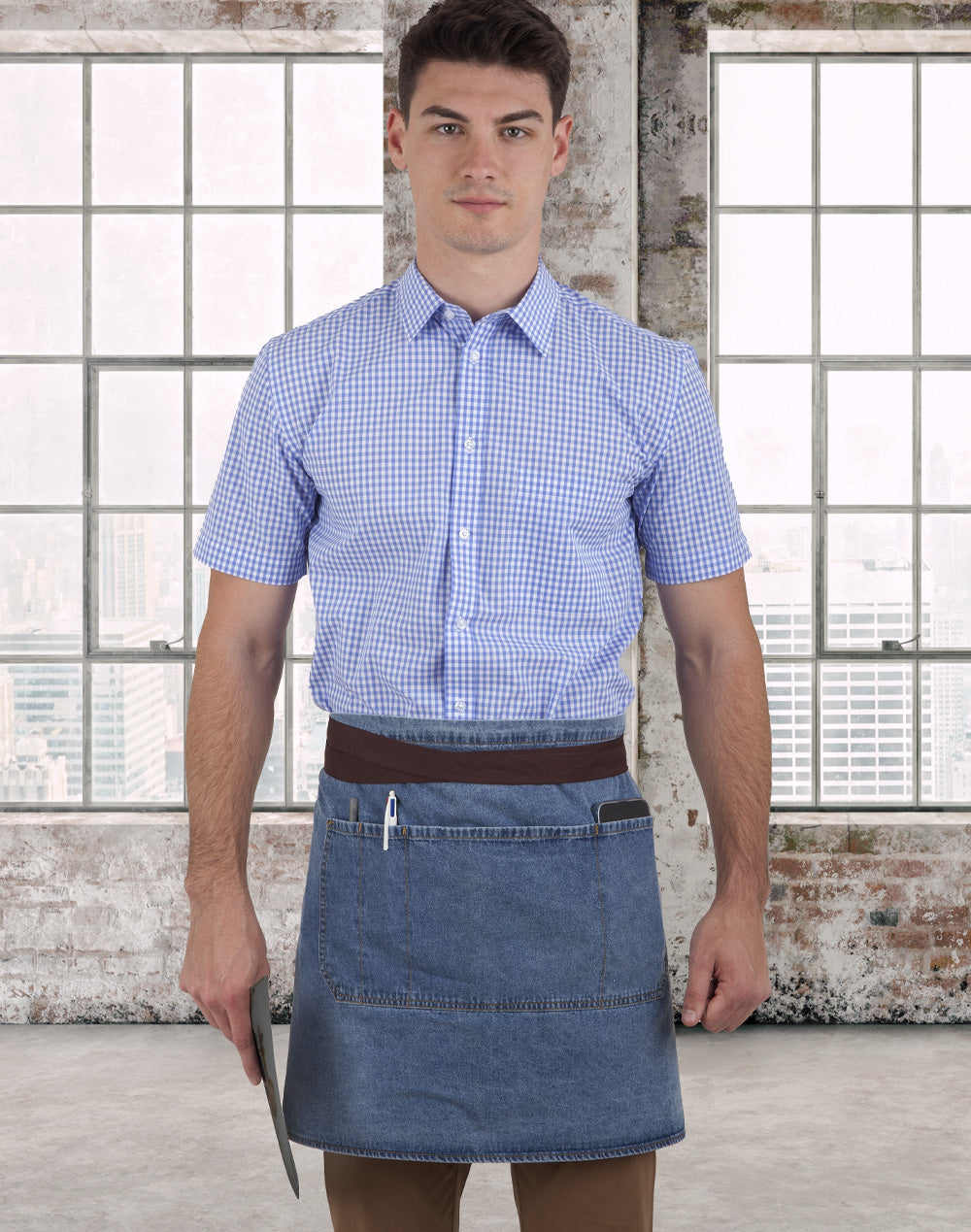 Benchmark AP10 East Village Half Denim Look Apron