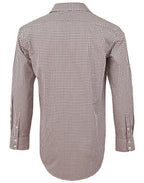 Benchmark M7330L Mens Gingham Check Long Sleeve Shirt With Roll-Up Tab Sleeve