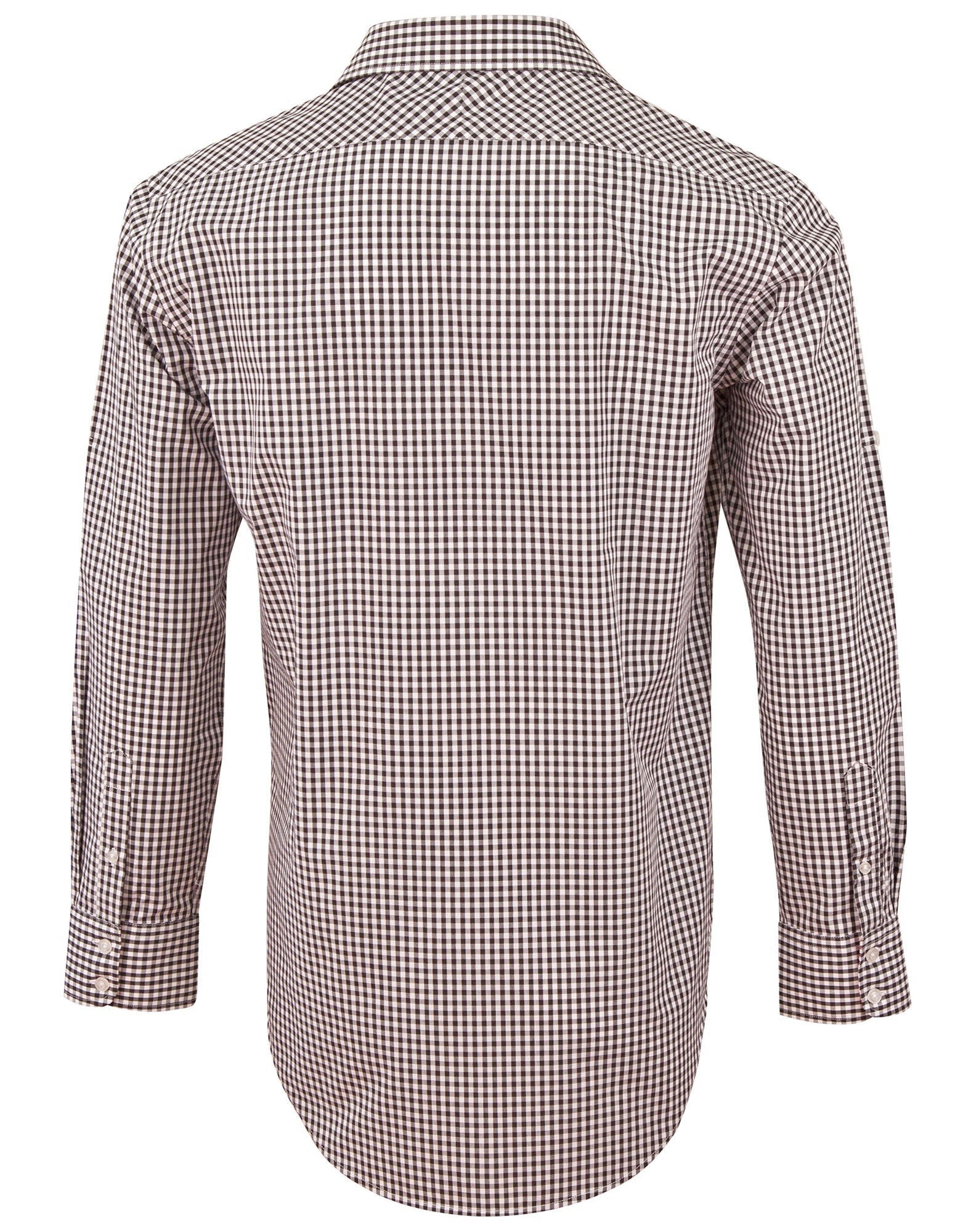Benchmark M7330L Mens Gingham Check Long Sleeve Shirt With Roll-Up Tab Sleeve