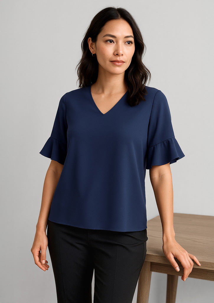 RB966LS Womens Aria Fluted Sleeve Blouse