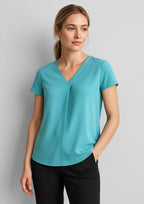 RB967LS Womens Kayla V-Neck Pleat Blouse