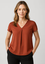 RB967LS Womens Kayla V-Neck Pleat Blouse
