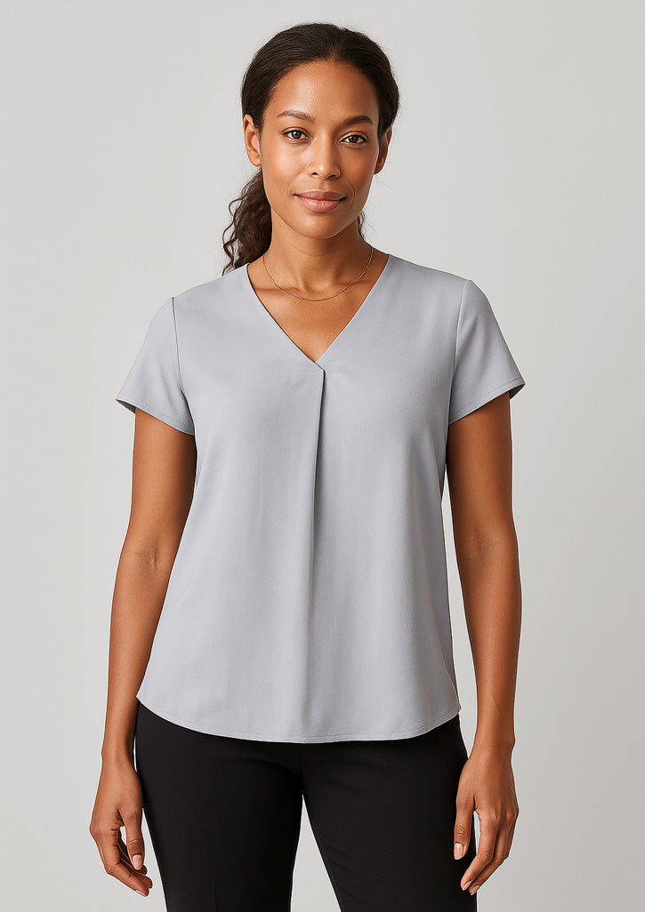 RB967LS Womens Kayla V-Neck Pleat Blouse