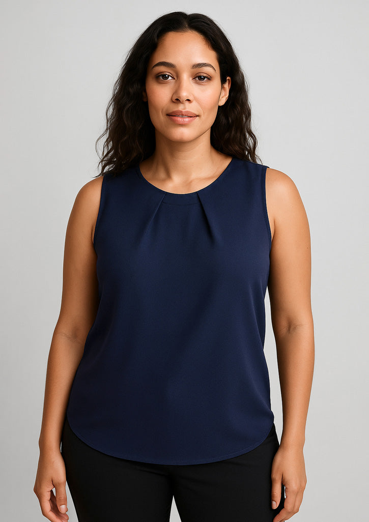 RB973LN Womens Estelle Sleeveless Pleat Detail Blouse