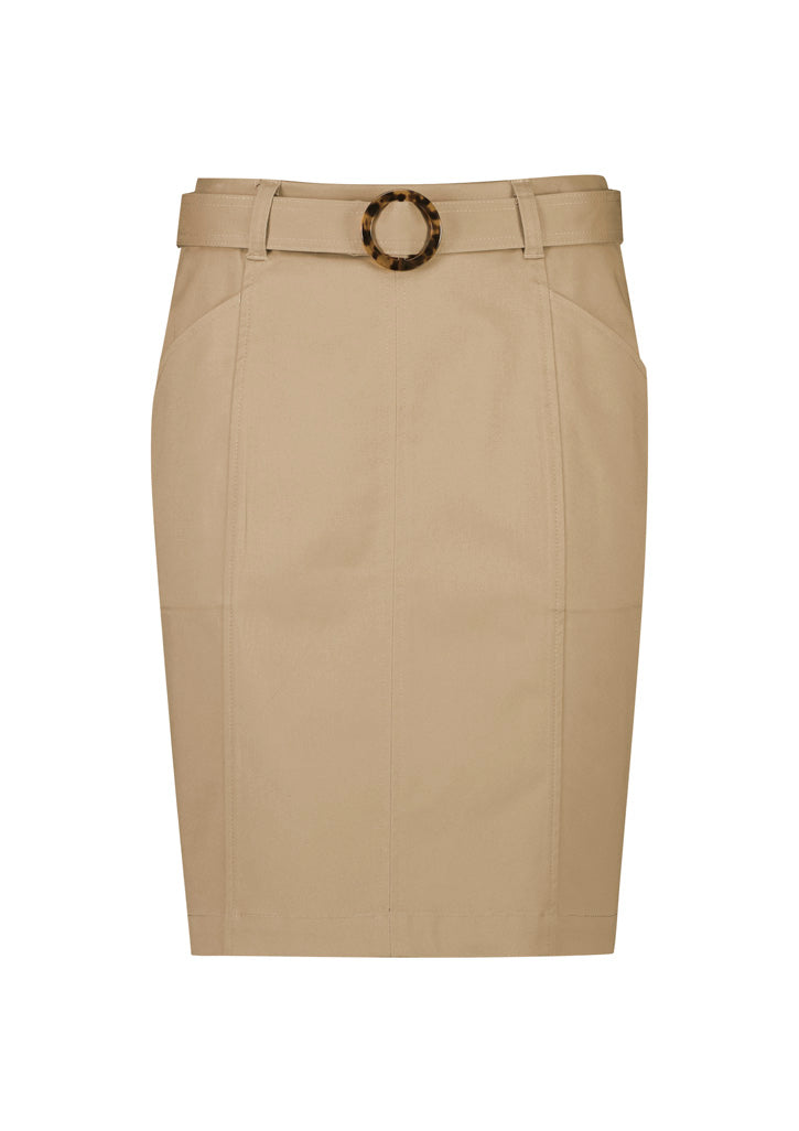 RGS264L Womens Mid Waist Stretch Chino Skirt