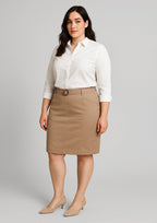 RGS264L Womens Mid Waist Stretch Chino Skirt