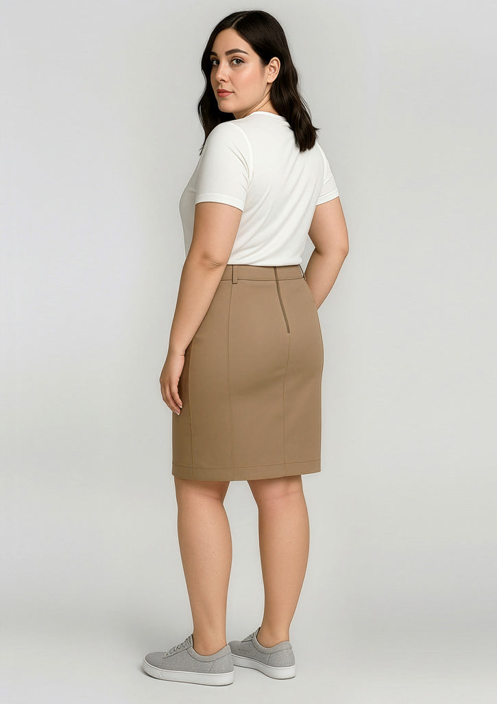 RGS264L Womens Mid Waist Stretch Chino Skirt