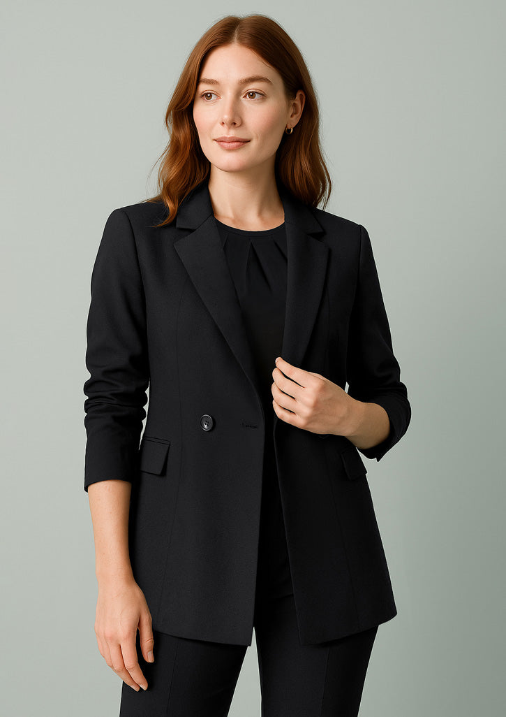 RJ400L Womens Renew Double Breasted Longline Jacket