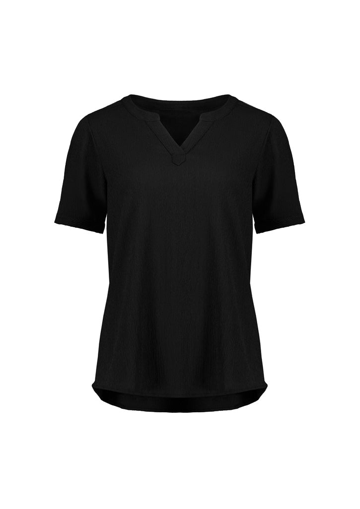 RU568LS Womens Ruche Short Sleeve Blouse