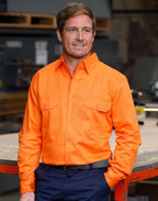 AIW SW51 MEN'S HI-VIS L/S DRILL SHIRT
