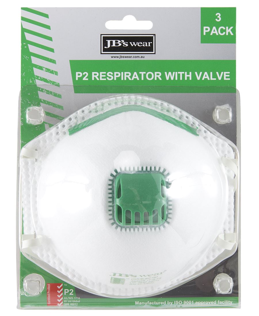 JB's Wear BLISTER (3PC) P2 RESPIRATOR WITH VALVE 8C15