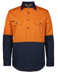 JB's Wear HI VIS CLOSE FRONT L/S 150G WORK SHIRT 6HVCS